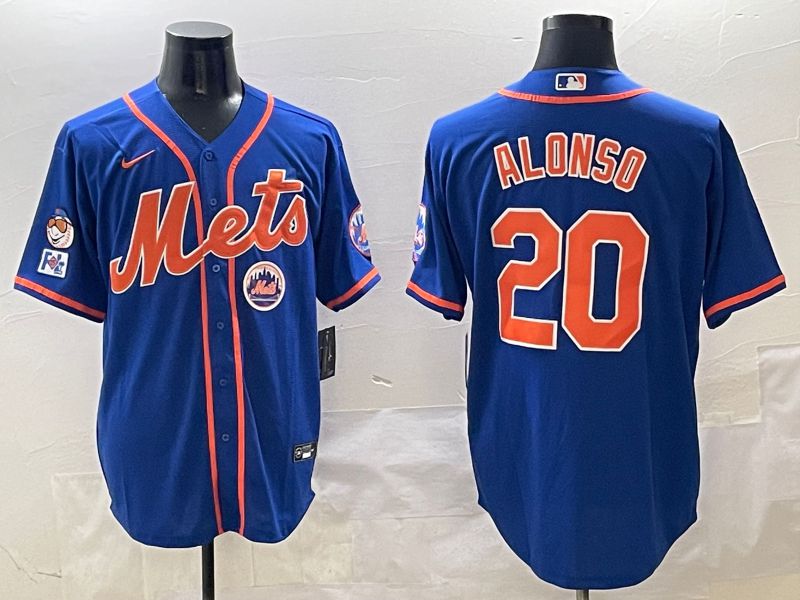 Men New York Mets #20 Alonso Blue Game 2025 Nike MLB Jersey style 7